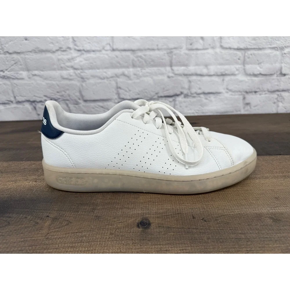 Adidas Advantage Ecogrind Men's White Low Top Sneakers‎ Shoes White/Navy Sz 10.5